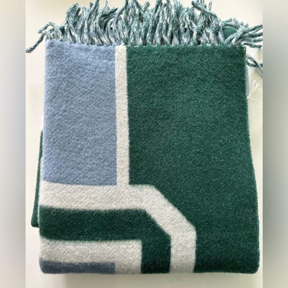 Coach Reversible Wool Scarf Oversized Colorblock Varsity Print Muffler Preppy - Picture 7 of 11